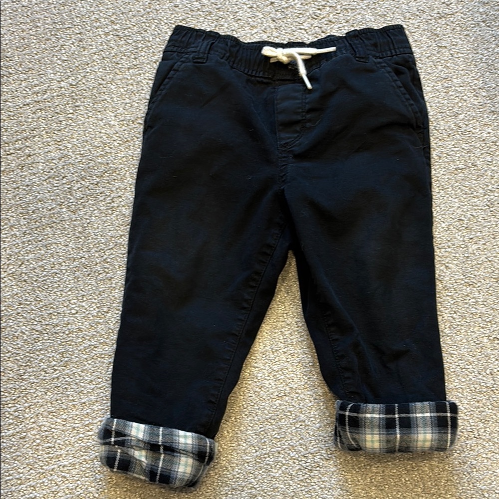 Old Navy Black Pants with Plaid Cuffs